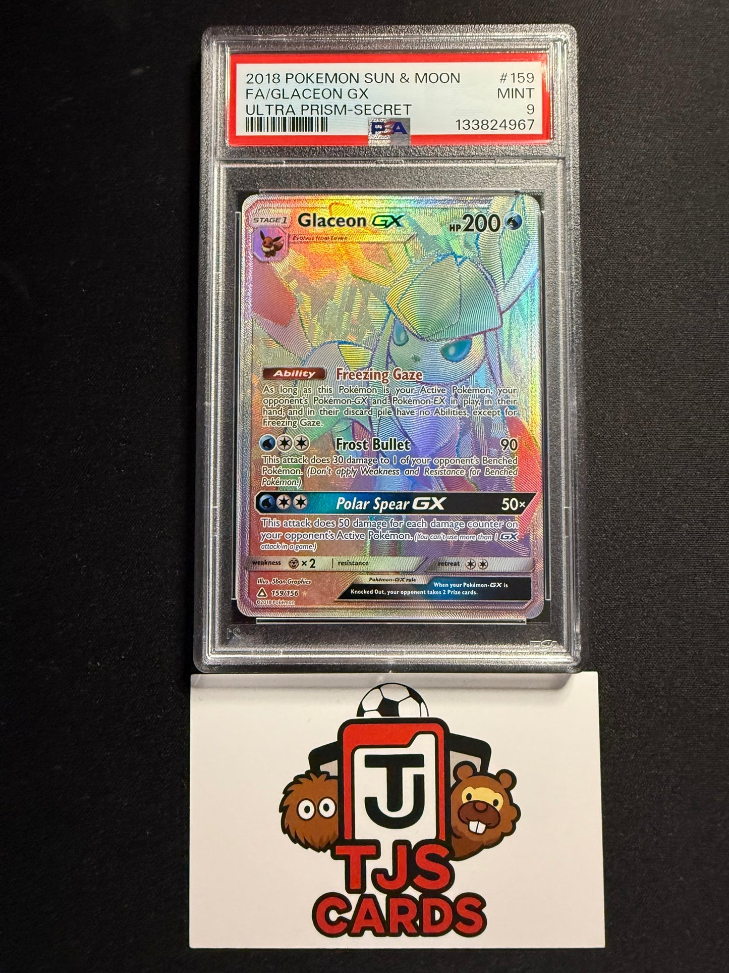 Glaceon GX - PSA 9 - Rainbow Ultra Prism 159/156 - Pokemon