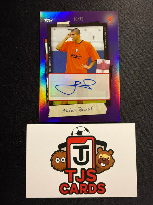 Milan Baros - Purple Auto /75 - TOPPS Liverpool Focus 2025/26