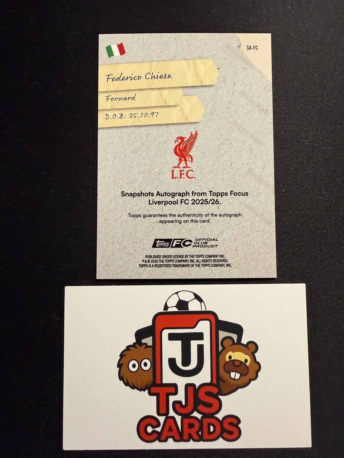 Federico Chiesa - Red Auto /5 - TOPPS Liverpool Focus 2025/26