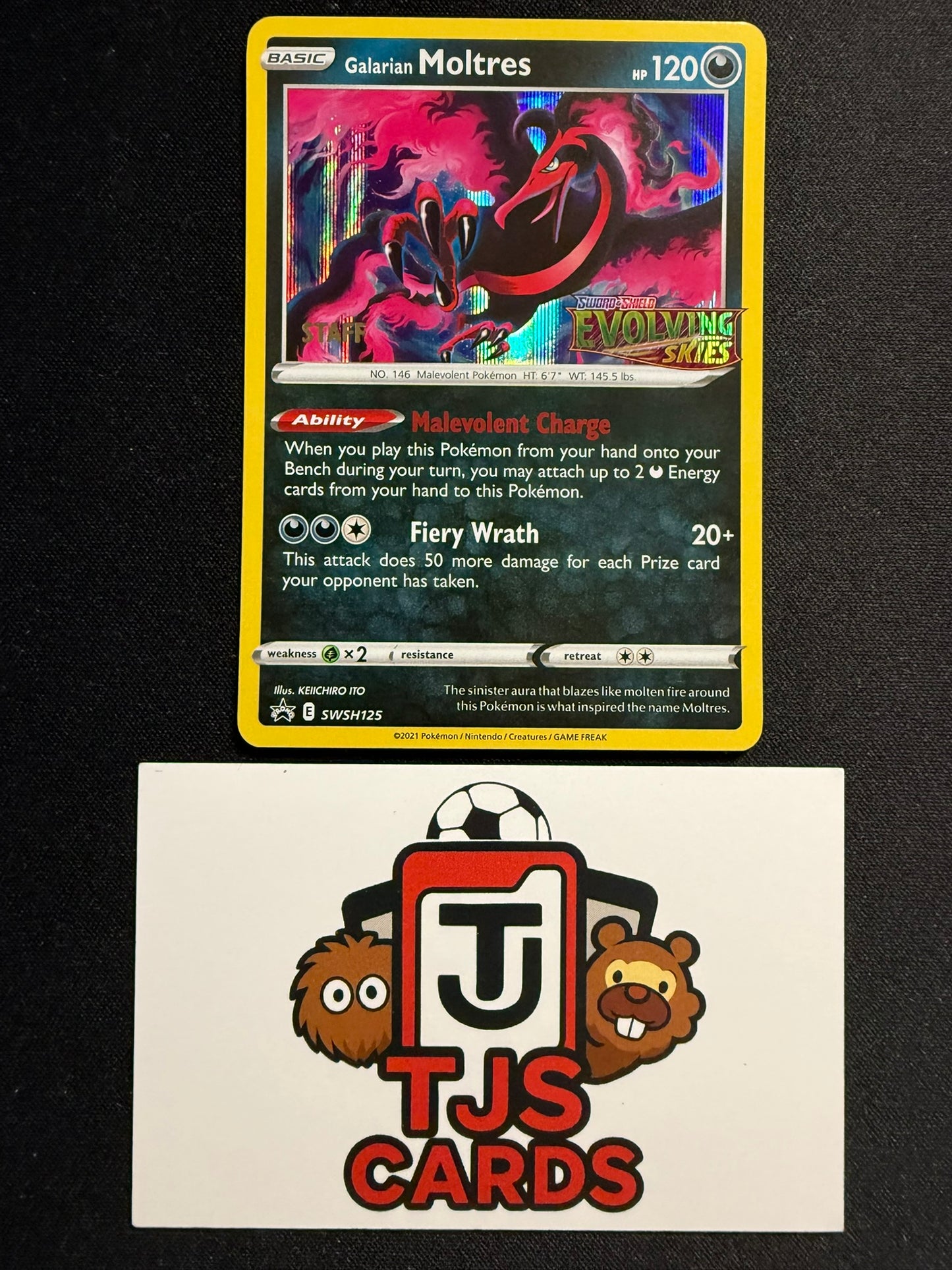 Galarian Moltres - Evolving Skies Staff Promo SWSH125 - Pokemon