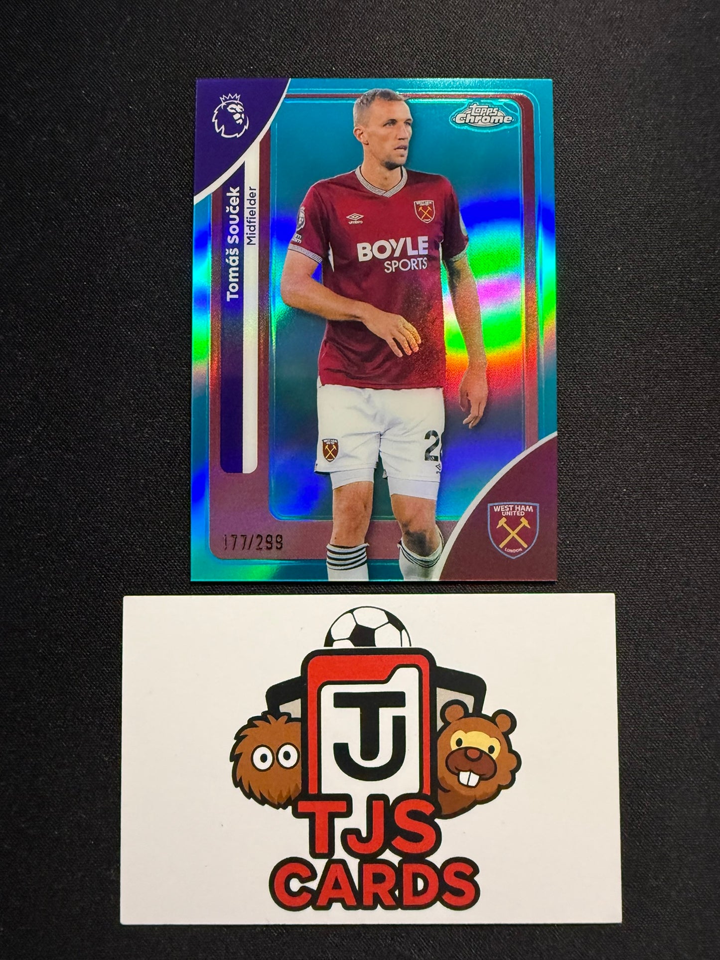 Tomas Soucek - Teal /299 - TOPPS Chrome Premier League 2026