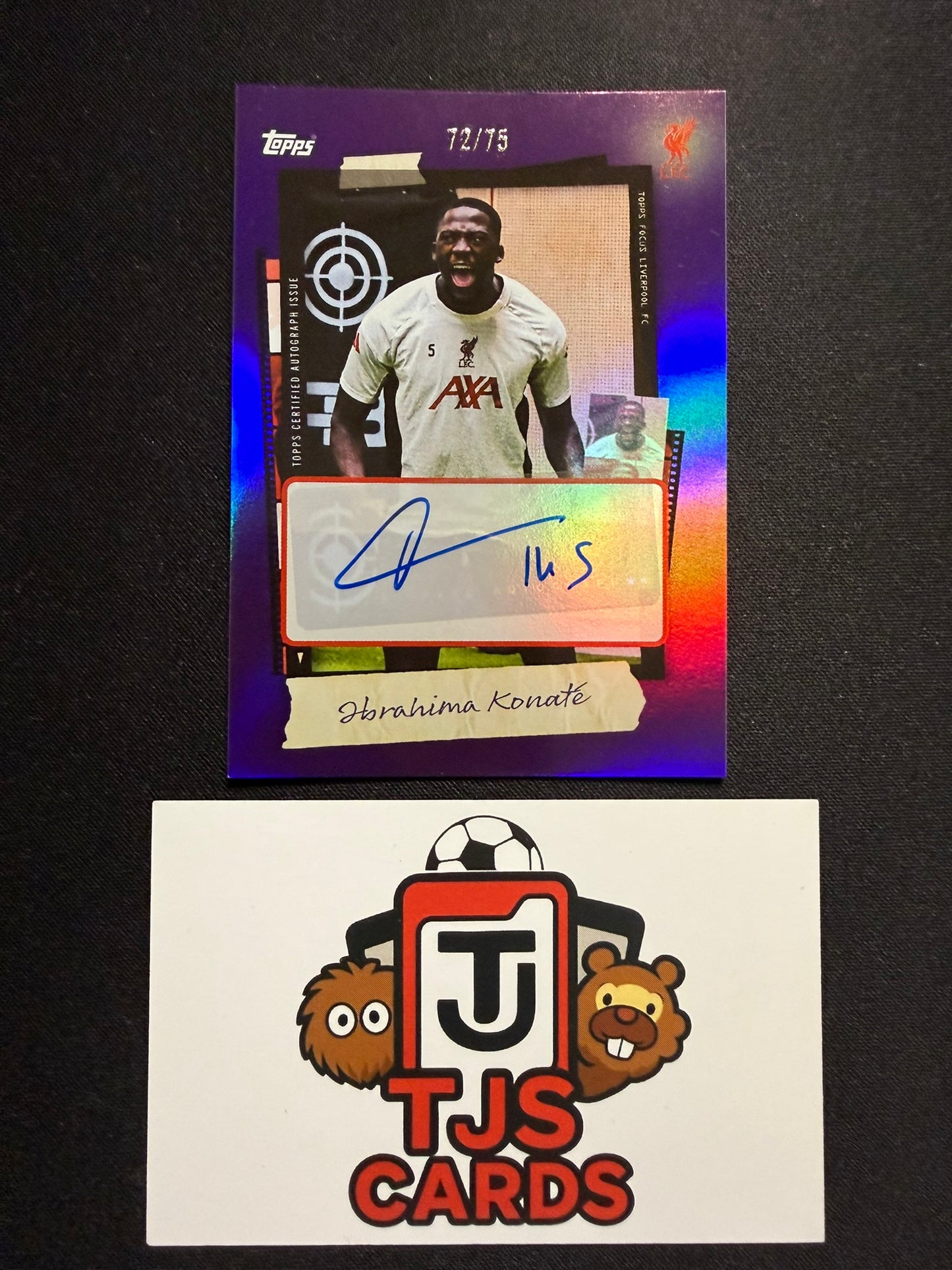 Ibrahima Konate - Purple Auto /75 - TOPPS Liverpool Focus 2025/26