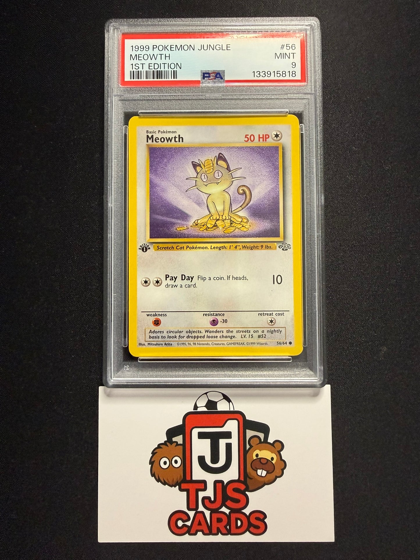 Meowth - PSA 9 - 1st Edition Jungle 56/64 - Pokemon