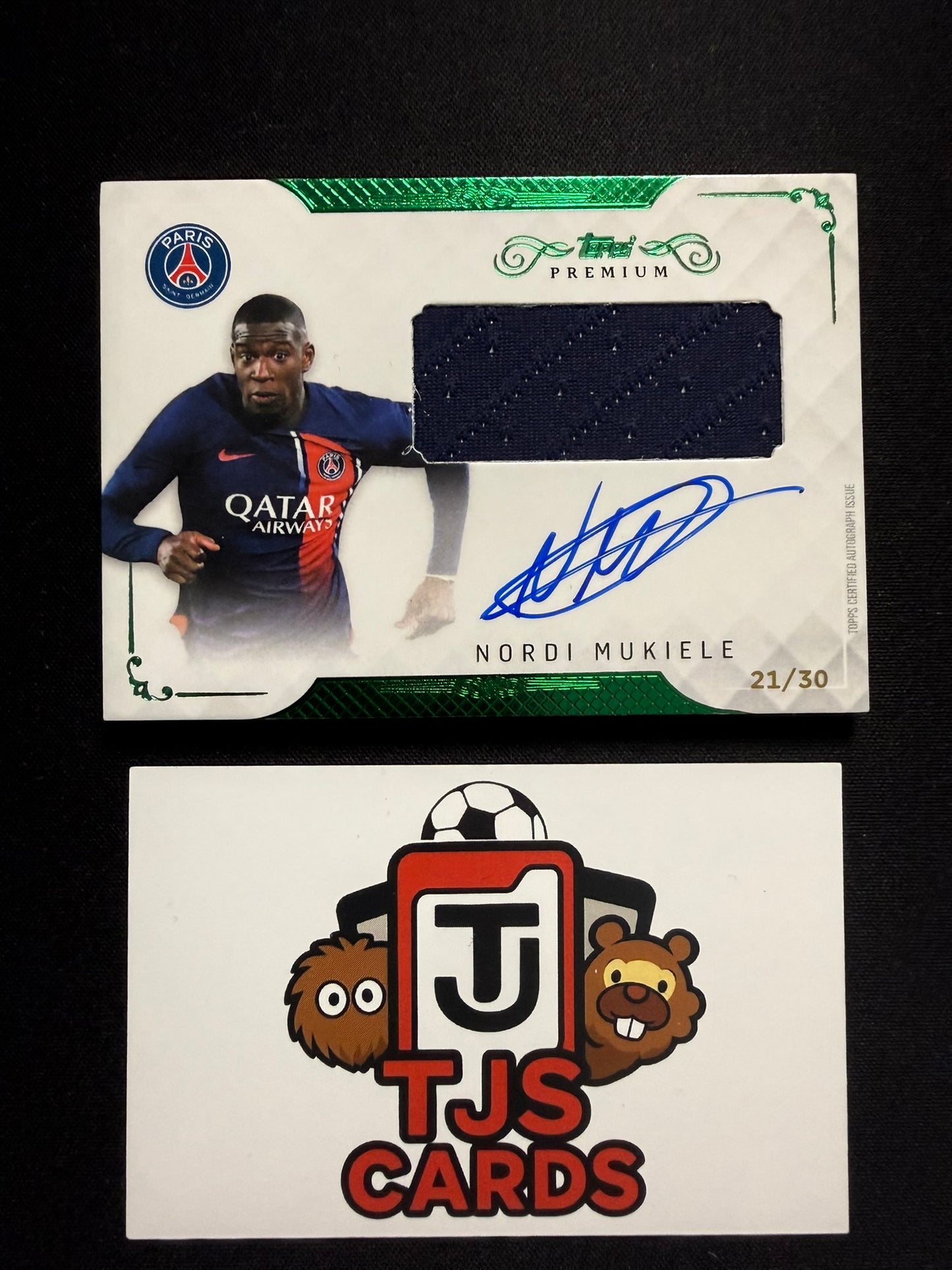 Nordi Mukiele - Green Patch Auto /30 - TOPPS PSG Premium 2023/24