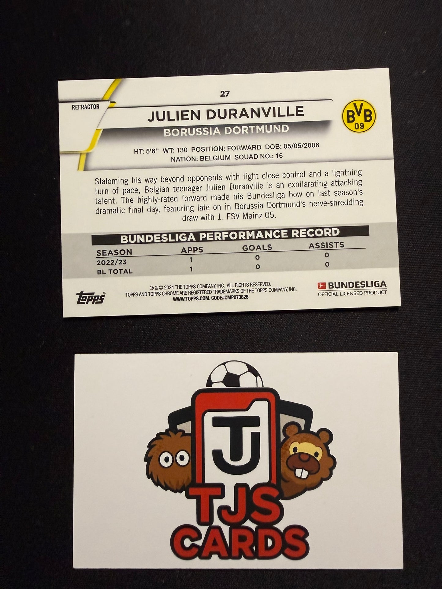 Julien Duranville - Rookie Pulsar - TOPPS Bundesliga Chrome 2023/24