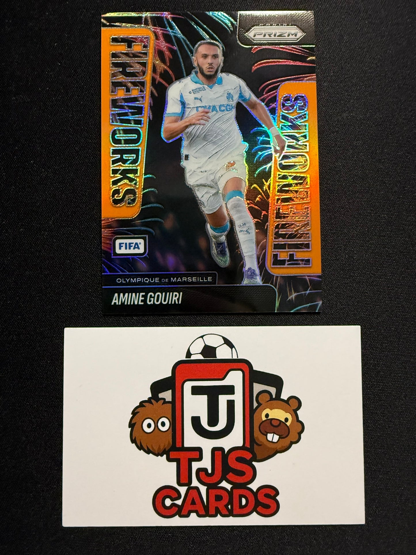 Amine Gouiri - Orange Fireworks /25 - Panini Prizm FIFA 2025/26