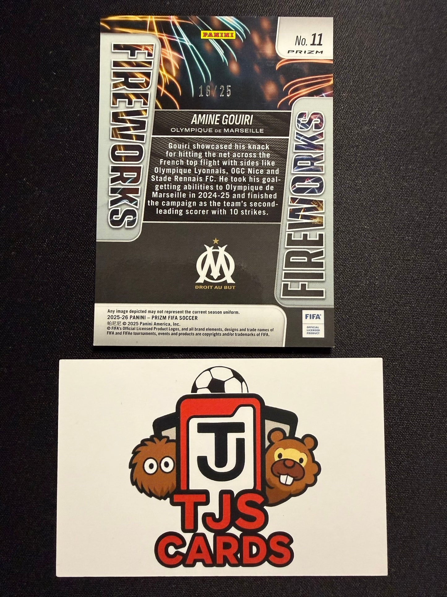 Amine Gouiri - Orange Fireworks /25 - Panini Prizm FIFA 2025/26
