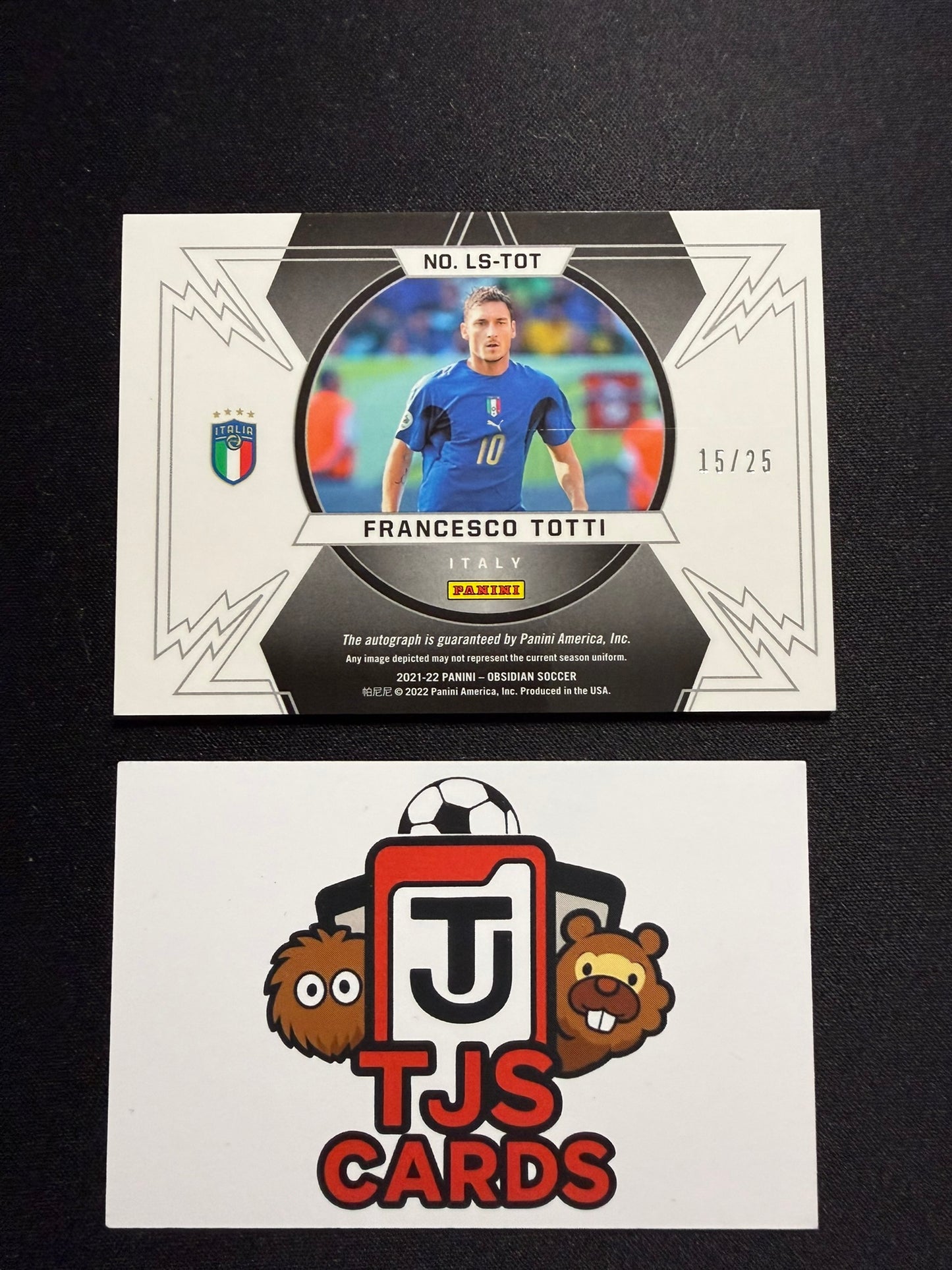 Francesco Totti - Lightning Strike Auto /25 - Panini Obsidian 2021/22