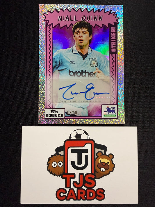 Niall Quinn - Pink Striker! Auto /50 - TOPPS Decades Premier League 1990's