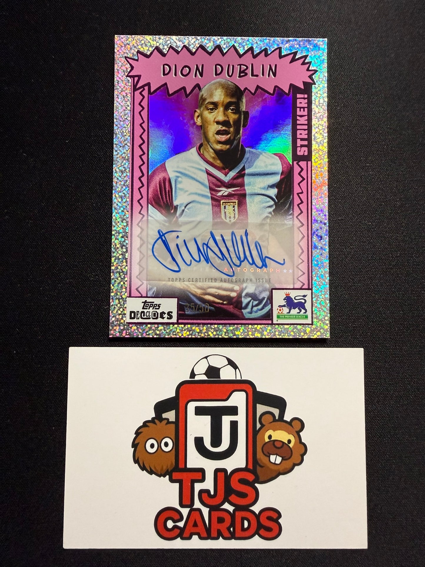 Dion Dublin - Pink Striker! Auto /50 - TOPPS Decades Premier League 1990's