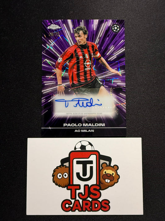 Paulo Maldini - Purple Black Lazer Auto /75 - TOPPS Chrome UCC 2025/26