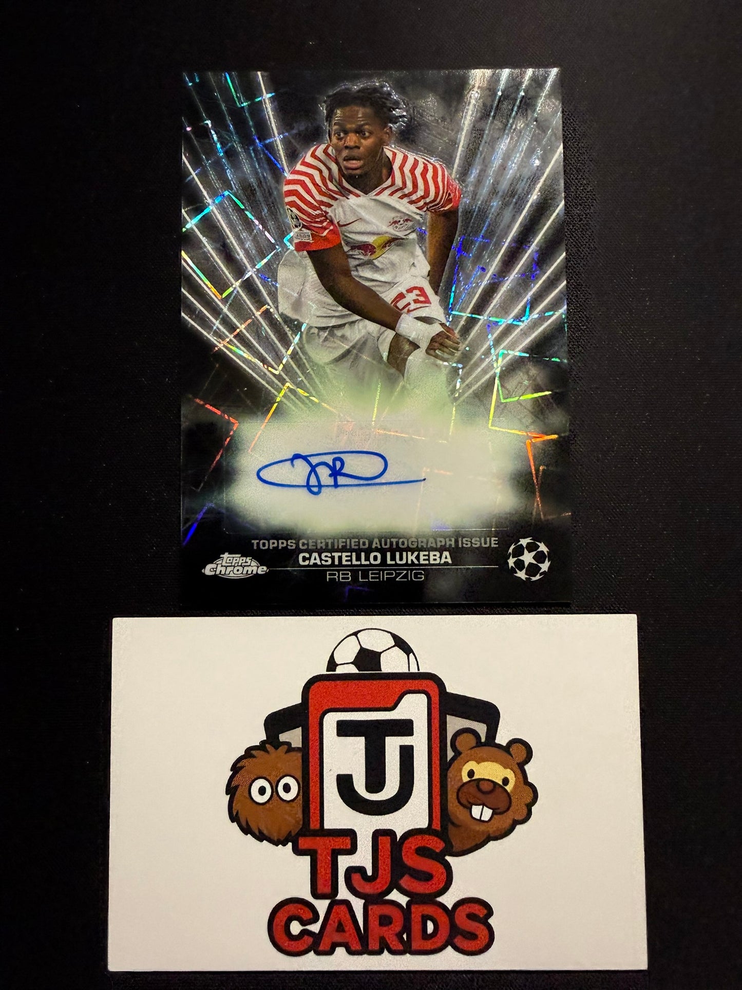 Castello Lukeba - Black Lazer Auto - TOPPS Chrome UCC 2023/24