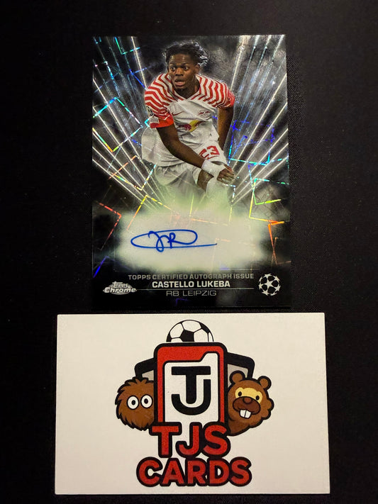 Castello Lukeba - Black Lazer Auto - TOPPS Chrome UCC 2023/24