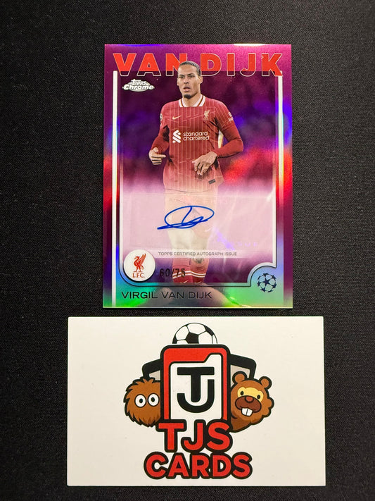 Virgil Van Dijk - Magenta Auto /75 - TOPPS Chrome UCC 2024/25