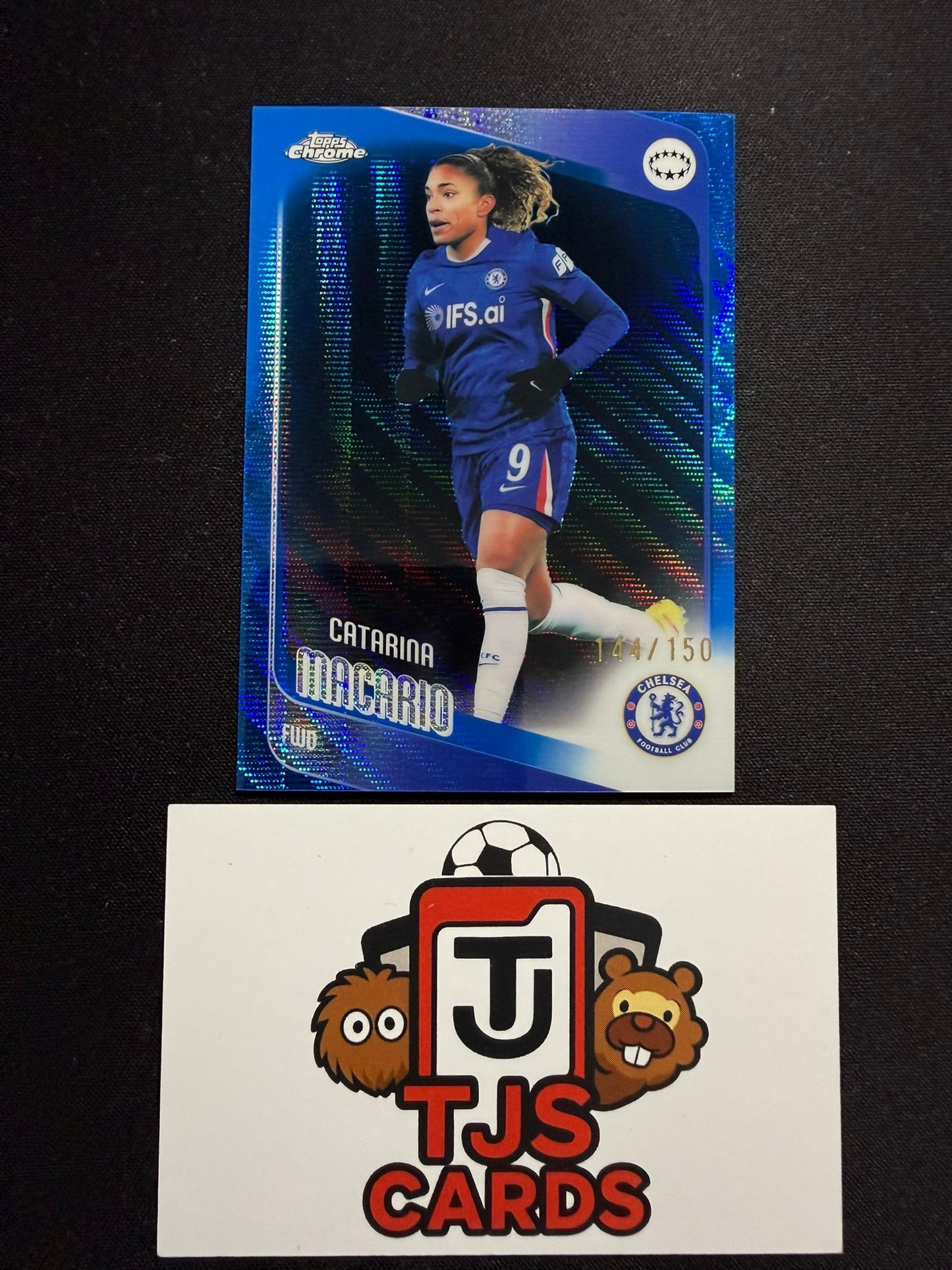 Catarina Macario - Blue Wave /150 - TOPPS Chrome UWCL 2025/26