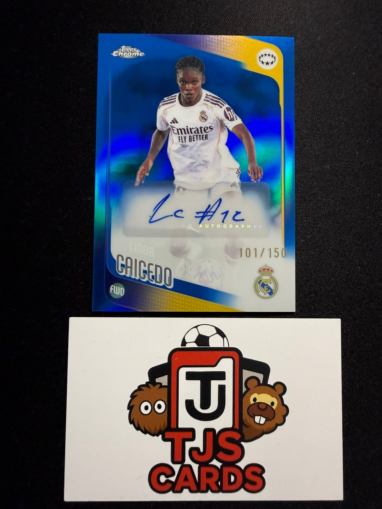 Linda Caicedo - Blue Auto /150 - TOPPS Chrome UWCL 2025/26