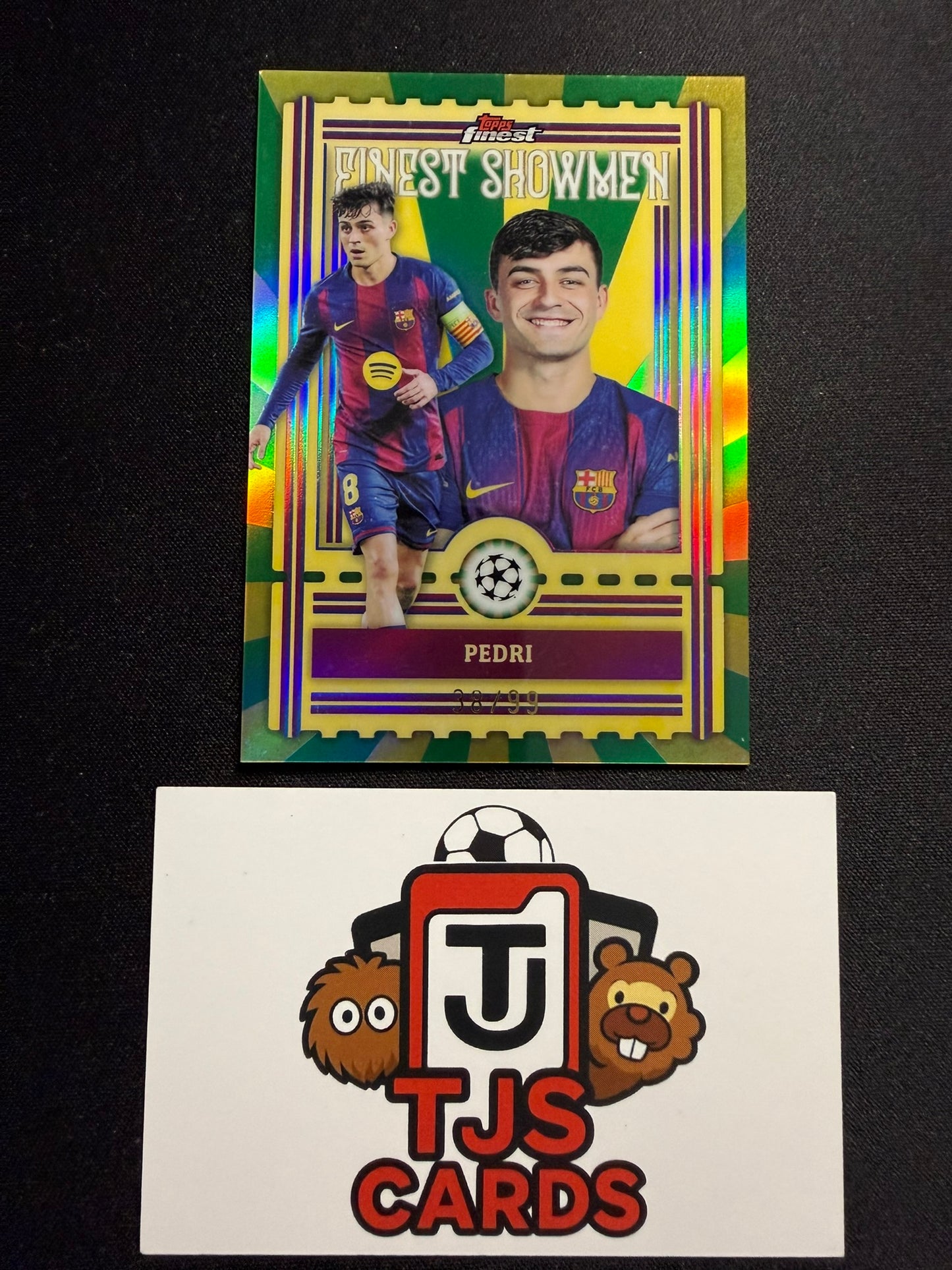 Pedri - Green Finest Showmen /99 - TOPPS Finest UCC 2025/26
