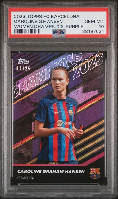 Caroline Graham Hansen - Purple /25 - PSA 10 - TOPPS FC Barcelona Women Winners Team Set 2023