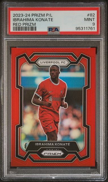 Ibrahima Konate - Red /199 - PSA 9 - Panini Prizm Premier League 2023/24