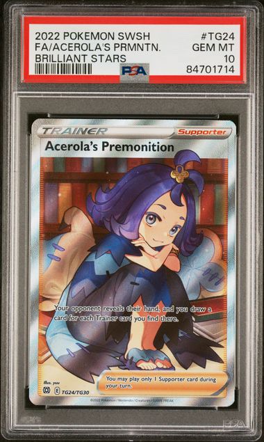 Acerola's Premonition - PSA 10 - Full Art Trainer Gallery - Brilliant Stars TG24/TG30 - Pokemon