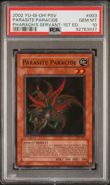 Parasite Paracide - PSA 10 PSV-003 - Super Rare 1st Edition Pharaoh's Servant - YuGiOh