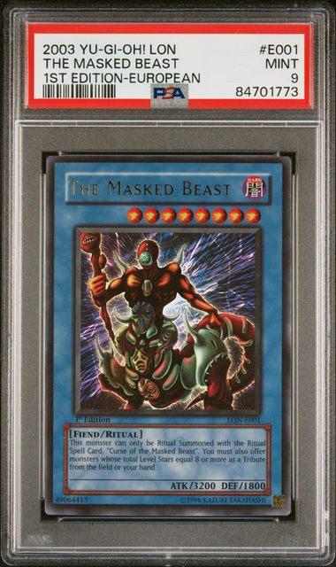 The Masked Beast - PSA 9 LON-E001 - Ultra Rare 1st Edition Labyrinth Of Nightmare - YuGiOh