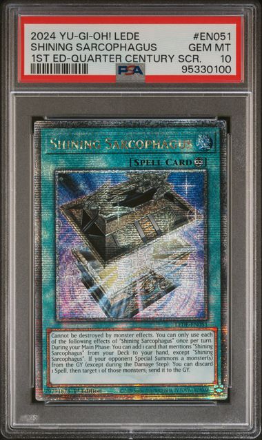 Shining Sarcophagus - PSA 10 LEDE-EN051 - Quarter Century Secret Rare 1st Edition Legacy Of Destruction - YuGiOh