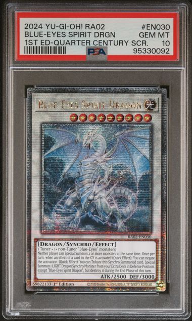 Blue-Eyes Spirit Dragon - PSA 10 RA02-EN030 - Quarter Century Secret Rare 1st Edition Rarity Collection 2 - YuGiOh