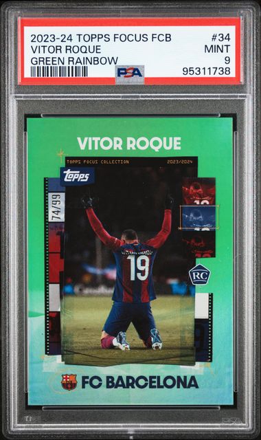 Vitor Roque - Rookie Green /99 - PSA 9 - TOPPS Focus Barcelona 2023/24