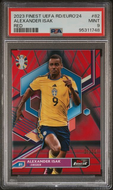 Alexander Isak - Red /10 - PSA 9 - TOPPS Finest Road To Euro 2024