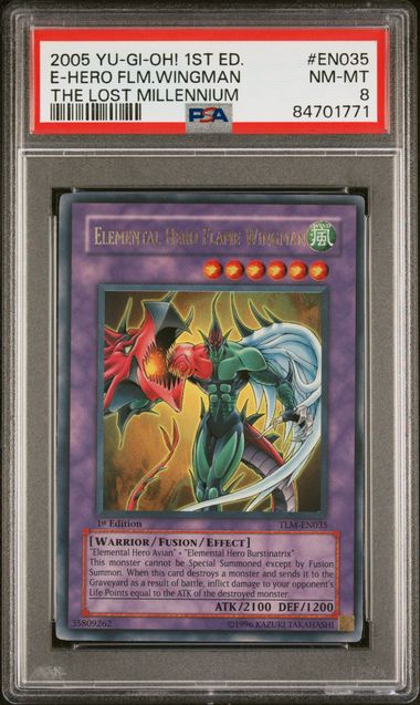 Elemental Hero Flame Wingman - PSA 8 TLM-EN035 - Ultra Rare 1st Edition The Lost Millennium - YuGiOh