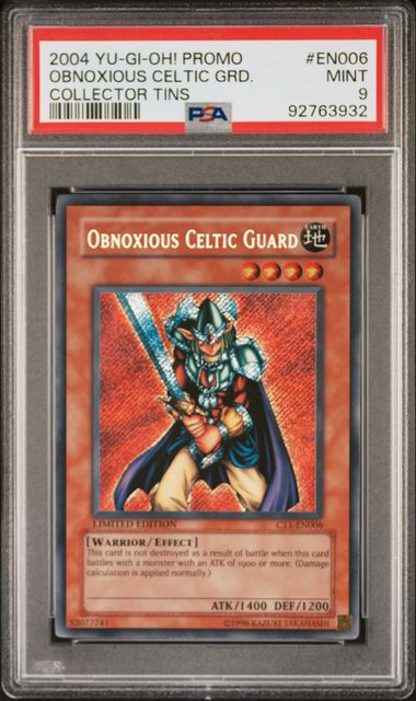 Obnoxious Celtic Guard - PSA 9 CT1-EN006 - Secret Rare Limited Edition 2004 Collector Tins - YuGiOh