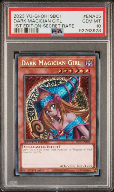 Dark Magician Girl - PSA 10 SBC1-ENA05 - Secret Rare 1st Edition Battle City - YuGiOh