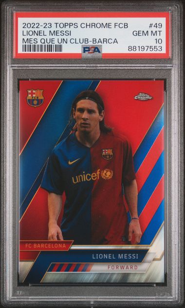 Lionel Messi - Red & Blue /99 - PSA 10 - TOPPS Chrome Barcelona 2022/23