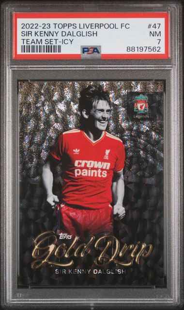 Sir Kenny Dalglish - Icy Gold Drip - PSA 7 - TOPPS Liverpool Team Set 2022/23