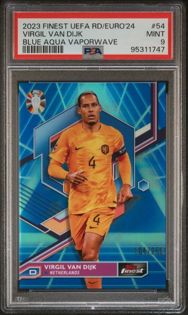 Virgil Van Dijk - Blue Aqua Vaporwave /250 - PSA 9 - TOPPS Finest Road To Euro 2024