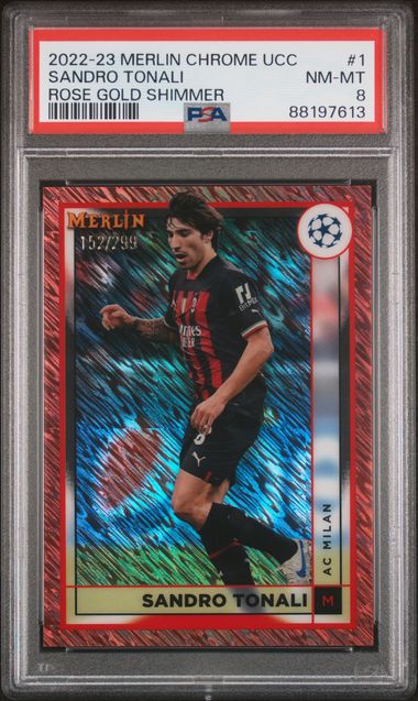 Sandro Tonali - Rose Gold Shimmer /299 - PSA 8 - TOPPS Merlin Chrome UCC 2022/23