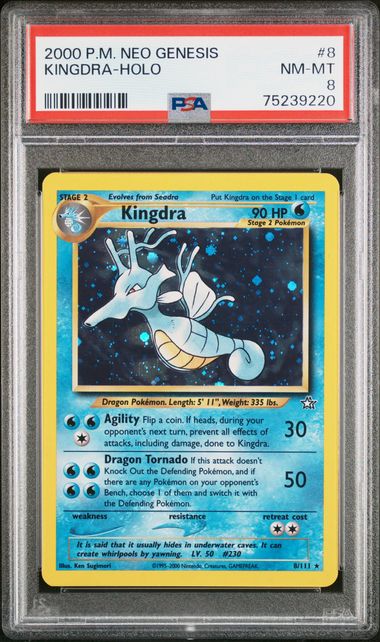 Kingdra - PSA 8 - Holo Rare - Neo Genesis 8/111 - Pokemon